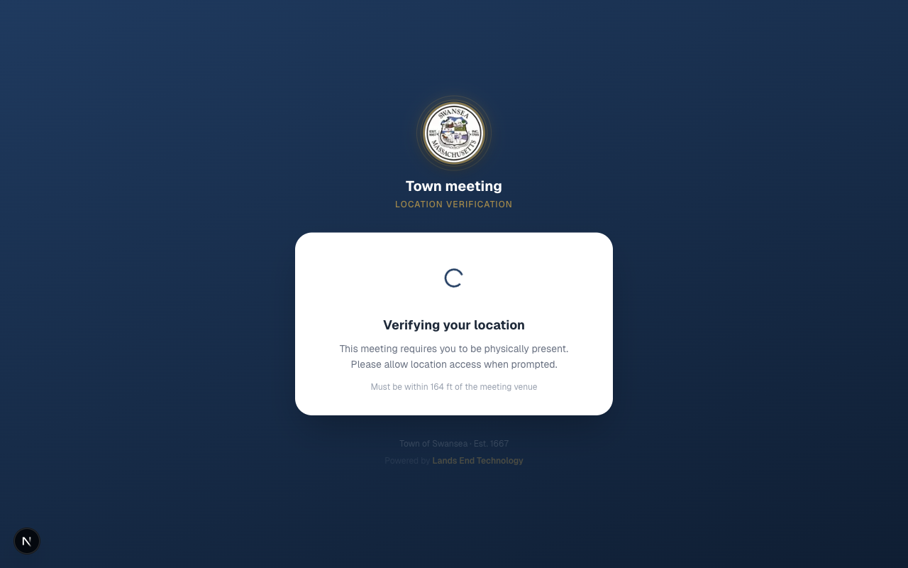 Voter screen showing location verification in progress